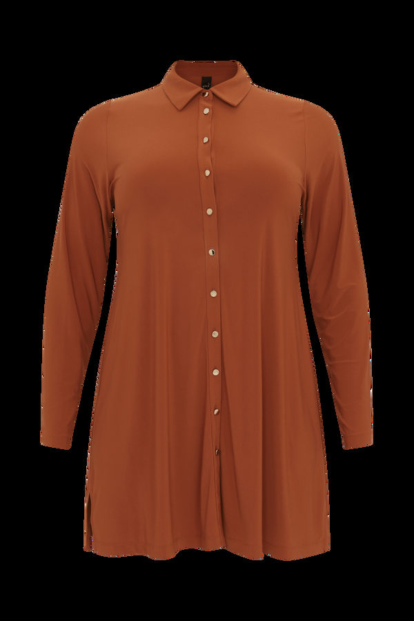 Yoek Blouse Met Gouden Knoopjes DOLCE - Mid Brown