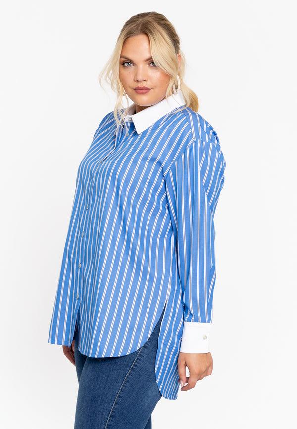 yoek Blouse met knopen RIGHE - Indigo