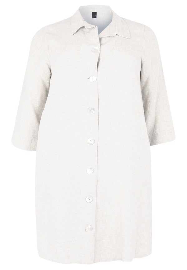 Yoek Blouse Met Kraag LINEN - Light Brown