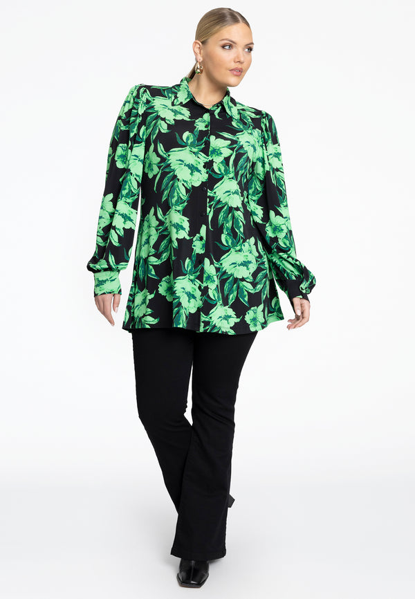 Yoek Blouse Met Pofmouwen FLORENCE - Zwart