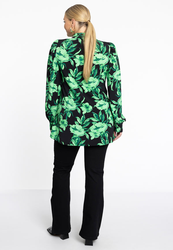 Yoek Blouse Met Pofmouwen FLORENCE - Zwart