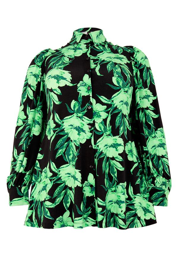 Yoek Blouse Met Pofmouwen FLORENCE - Zwart