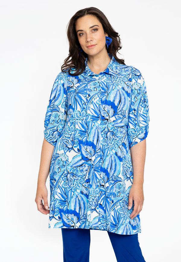 yoek Blouse met pofmouwen PORCELAIN - Blauw