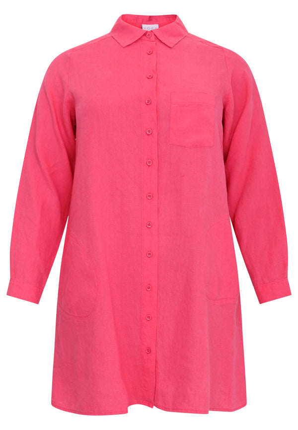 Yoek Blouse Met Zakken LINNEN - Roze