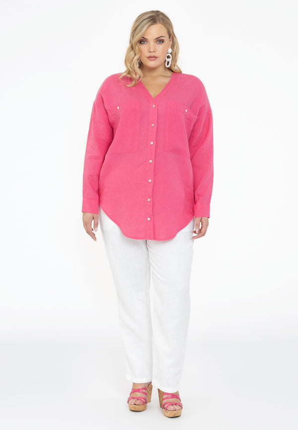 Yoek Blouse Oversized LINEN - Roze