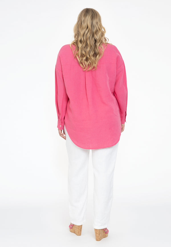 Yoek Blouse Oversized LINEN - Roze