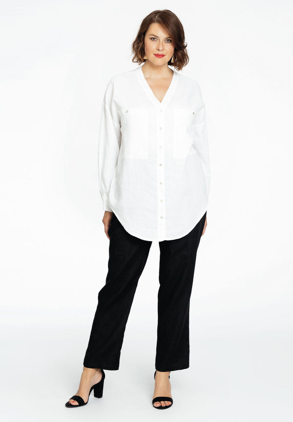 Yoek Blouse Oversized LINEN - Wit