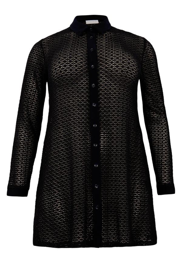 Yoek Blouse PLISSE LACE - Blauw