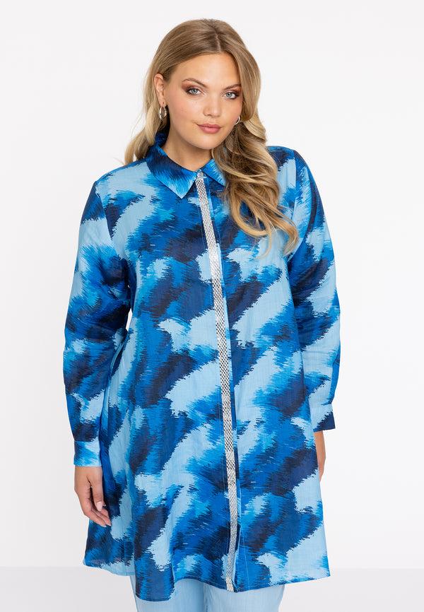 yoek Blouse tape SKY - Blauw