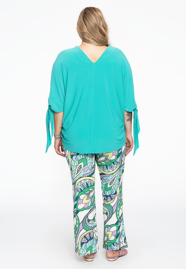 Yoek Blouse V-hals Met Strikken DOLCE - Turquoise