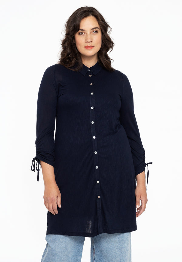 yoek Blouse wijd met koordje COCOON - Blauw