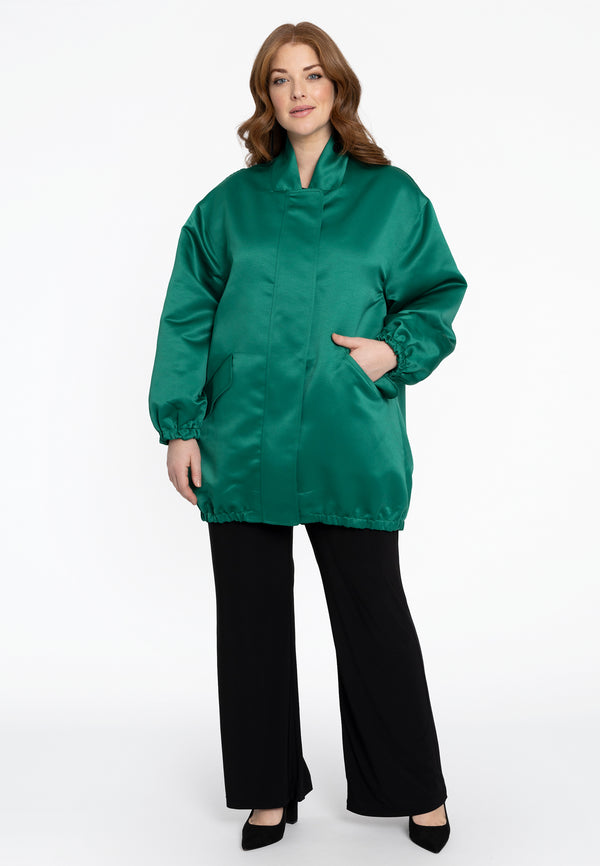 Yoek Bomber Lang SATIN - Groen