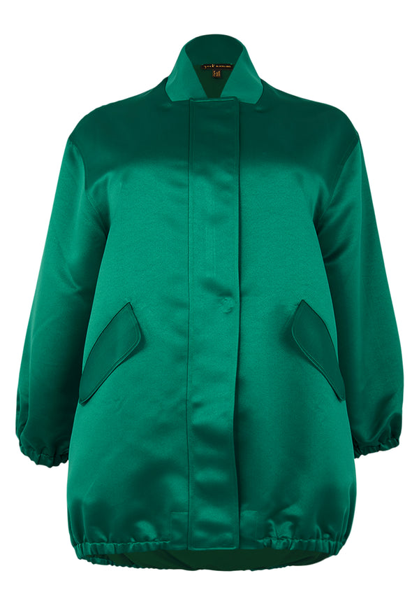 Yoek Bomber Lang SATIN - Groen