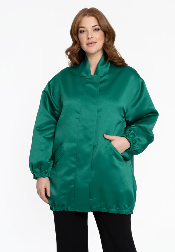 yoek Bomber lang SATIN - Groen