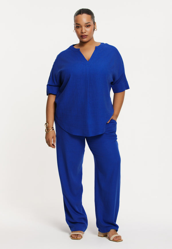 yoek Broek LINEN MIX - Indigo