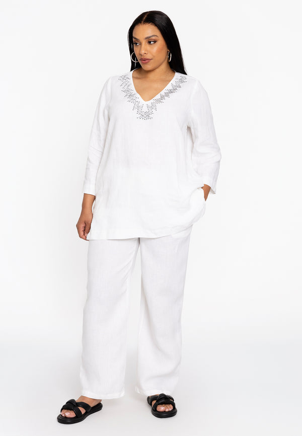 yoek Broek LINEN - Wit