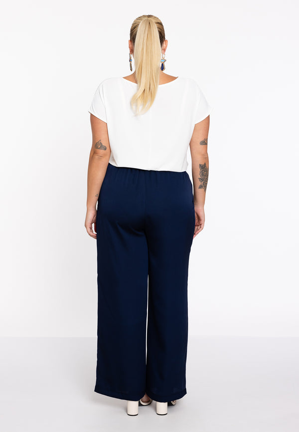 Yoek Broek Met Plooi SATINI - Blauw