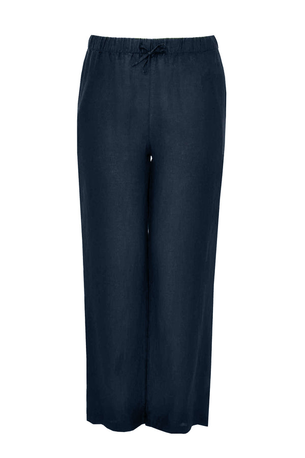 Yoek Broek Taillekoord LINEN - Blauw