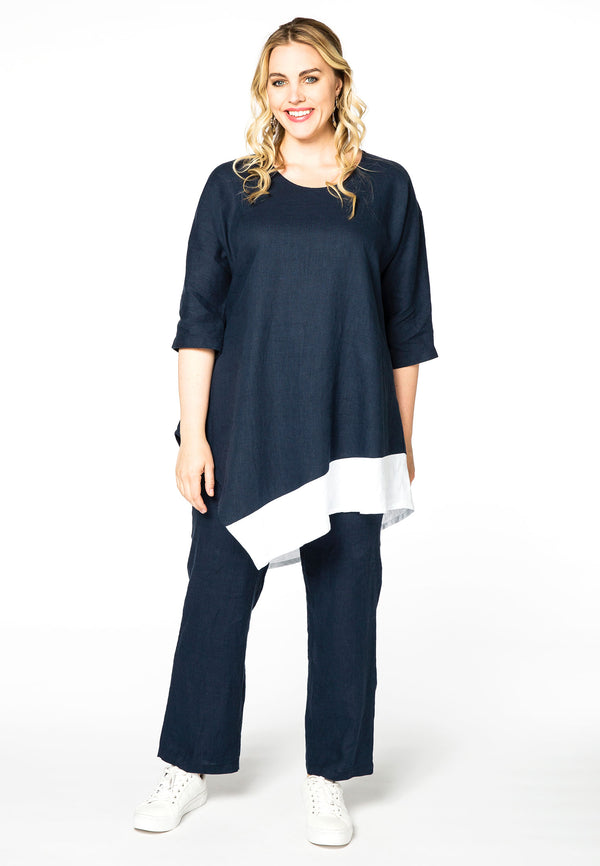 yoek Broek taillekoord LINEN - Blauw