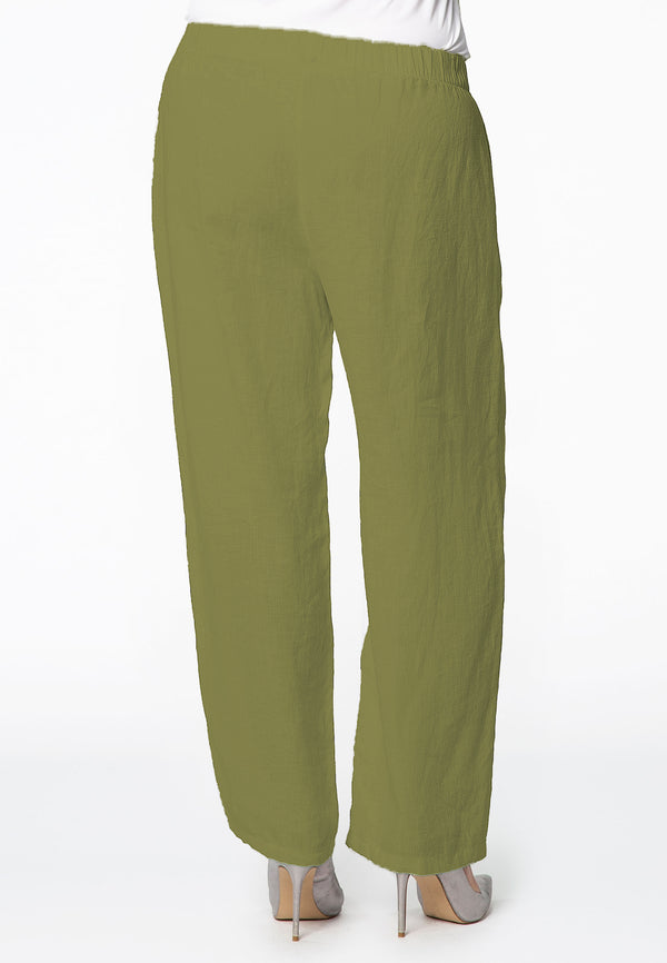 Yoek Broek Taillekoord LINEN - Groen