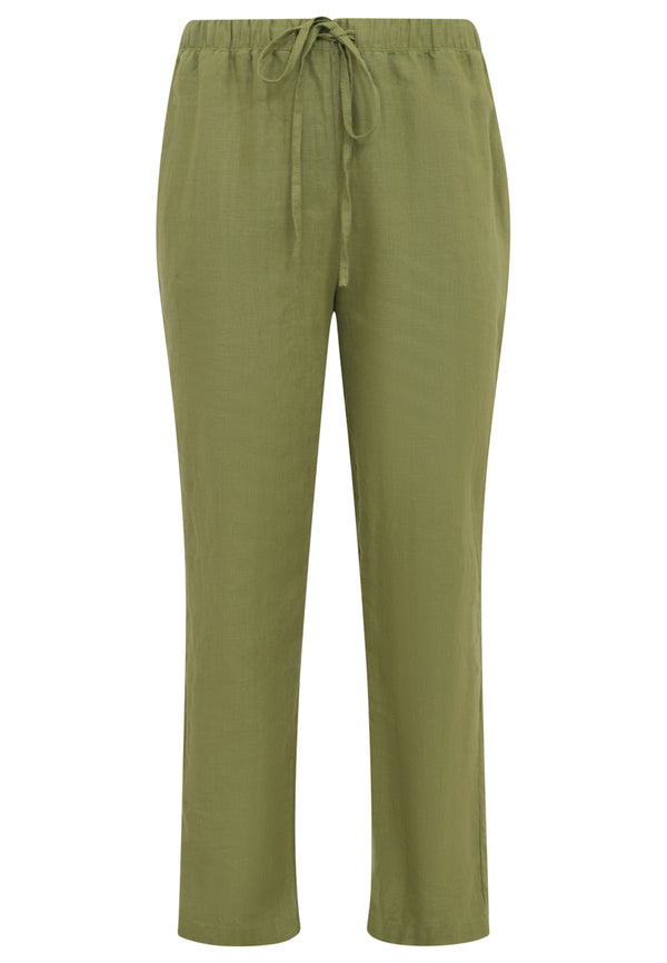 Yoek Broek Taillekoord LINEN - Groen