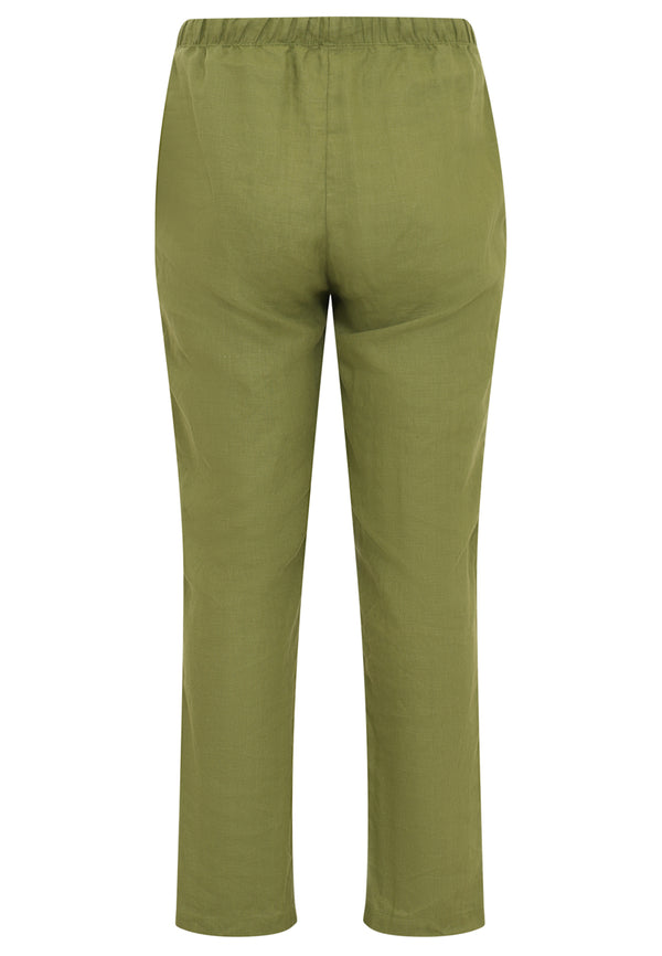 Yoek Broek Taillekoord LINEN - Groen