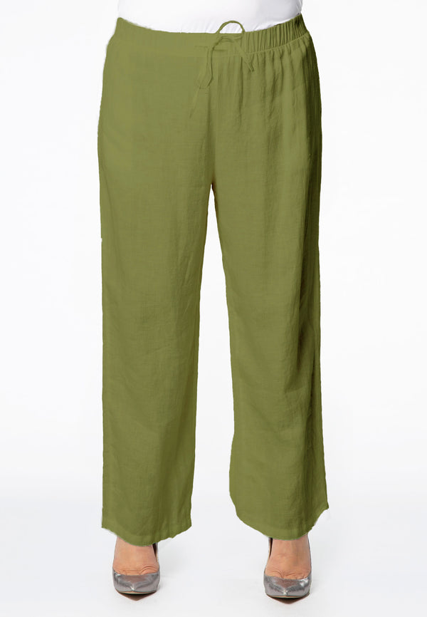yoek Broek taillekoord LINEN - Groen