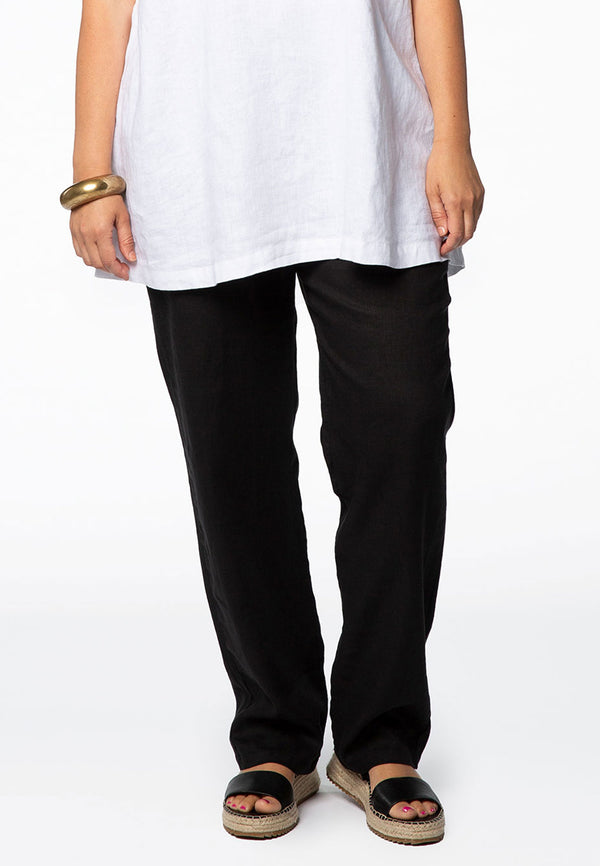 Yoek Broek Taillekoord LINEN - Zwart
