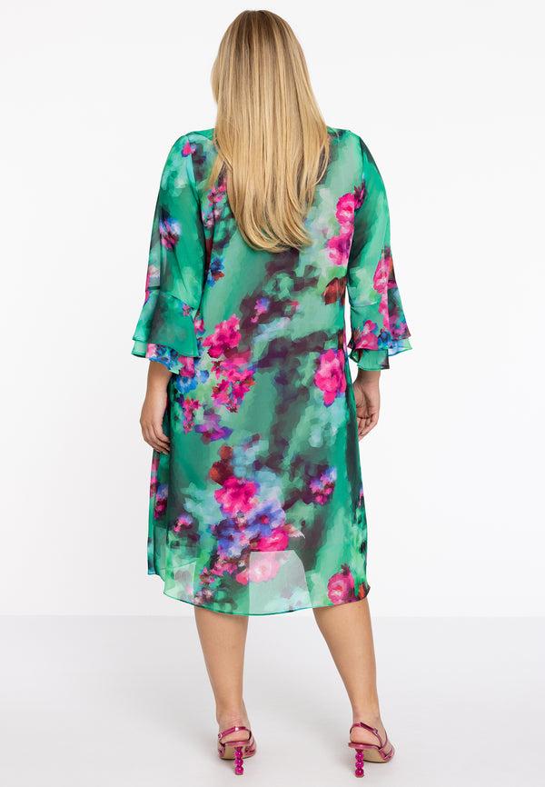 Yoek Cardi Blouse Met Ruches PIXEL - Groen