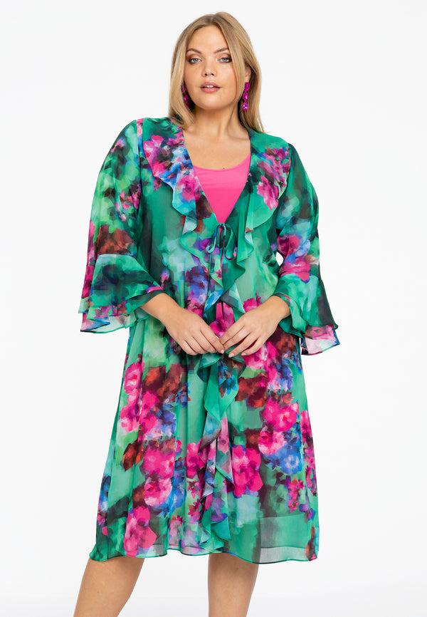 yoek Cardi blouse met ruches PIXEL - Groen