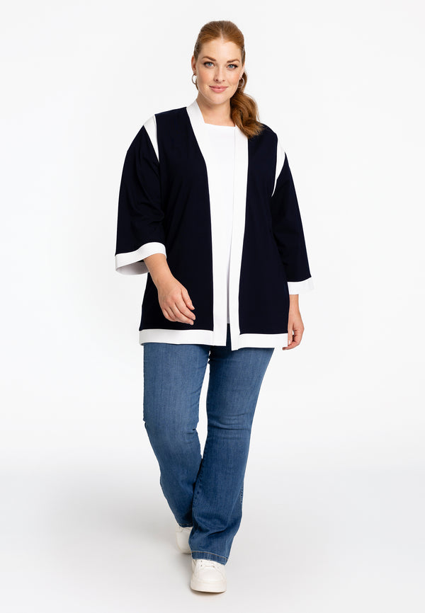 Yoek Cardigan Contrast VITA - Blauw