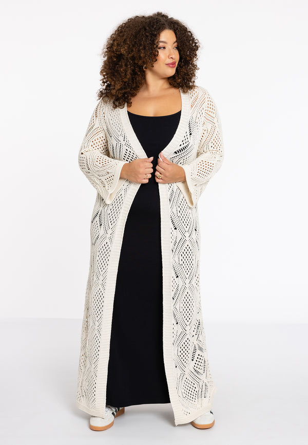 yoek Cardigan crochet LOUNGE - ecru