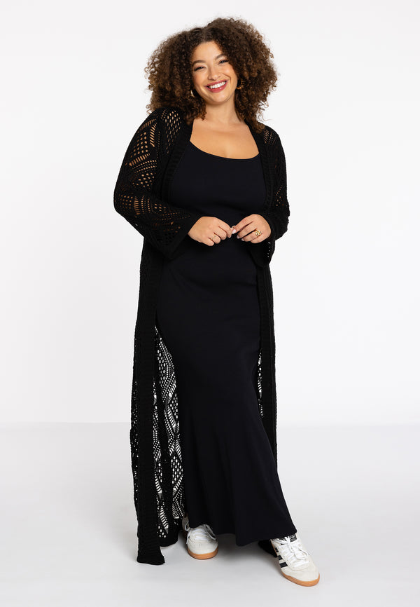 Yoek Cardigan Crochet LOUNGE - Zwart