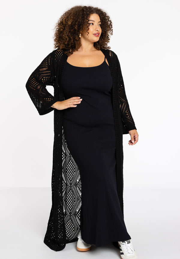 yoek Cardigan crochet LOUNGE - Zwart