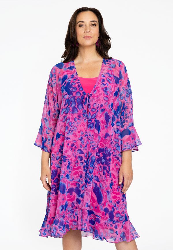 yoek Cardigan met ruches FIERCE - Roze