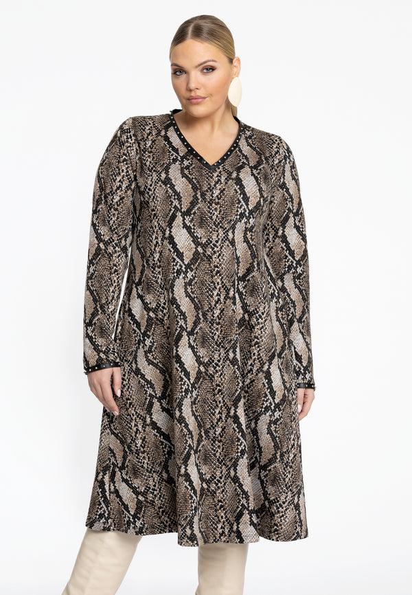 yoek Dress A-line studs SERA - Zwart