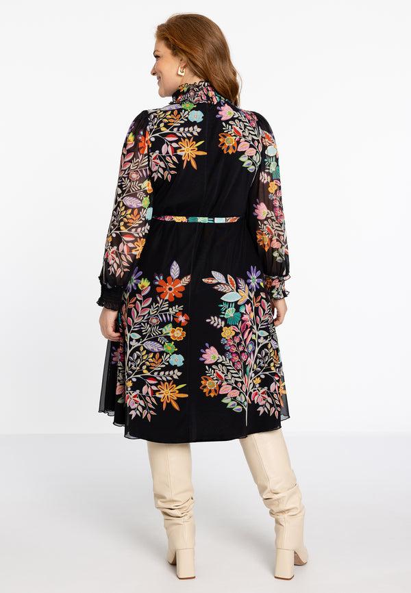 Yoek Dress Belted LINDA - Zwart