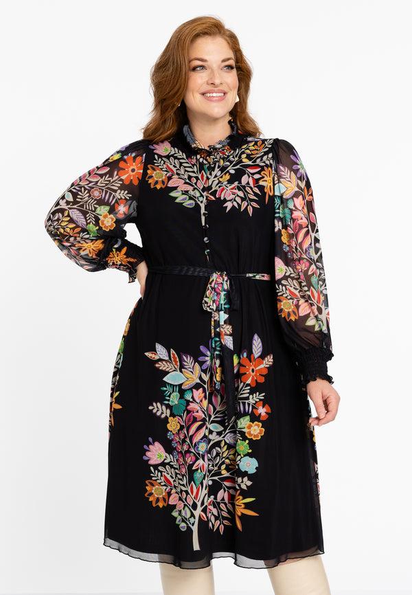 yoek Dress belted LINDA - Zwart