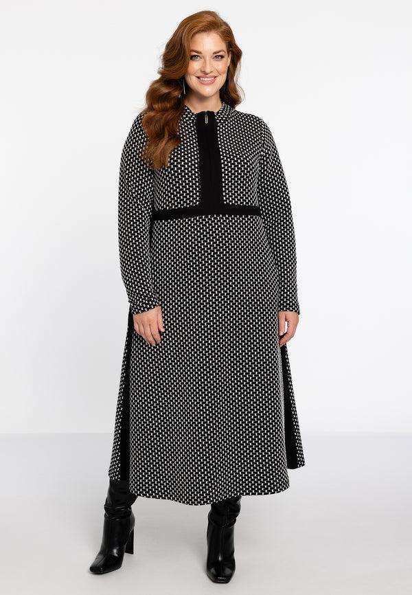 Yoek Dress Zipper JAQUARD KNIT - Zwart