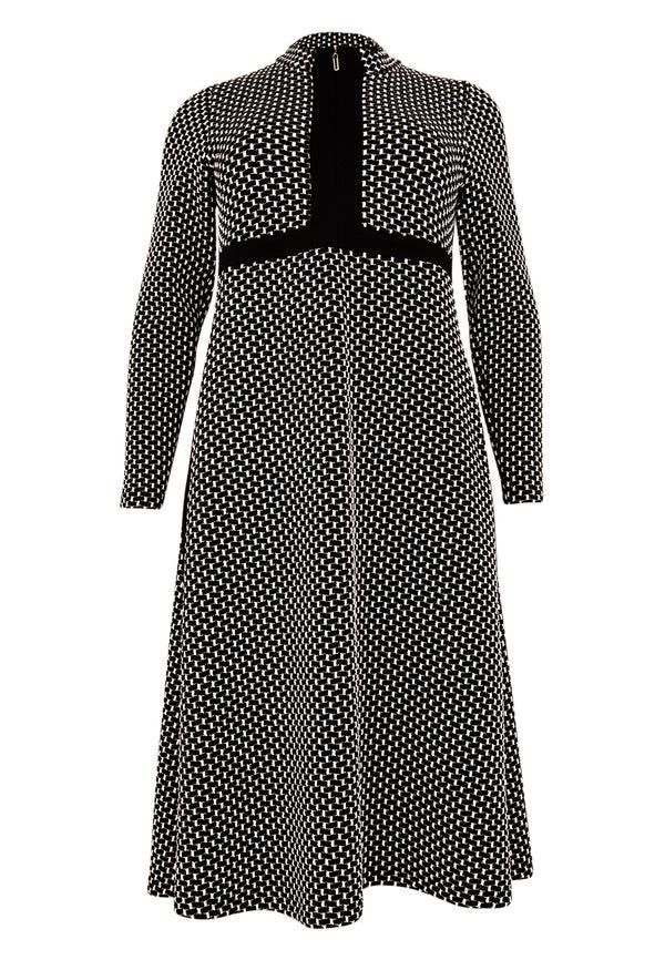 Yoek Dress Zipper JAQUARD KNIT - Zwart