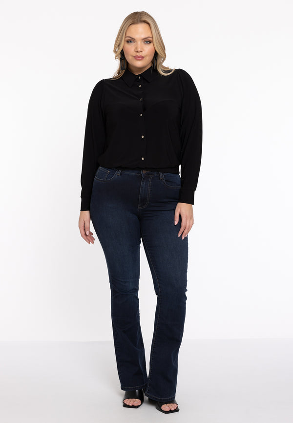 yoek Flared jeans - Donker indigo