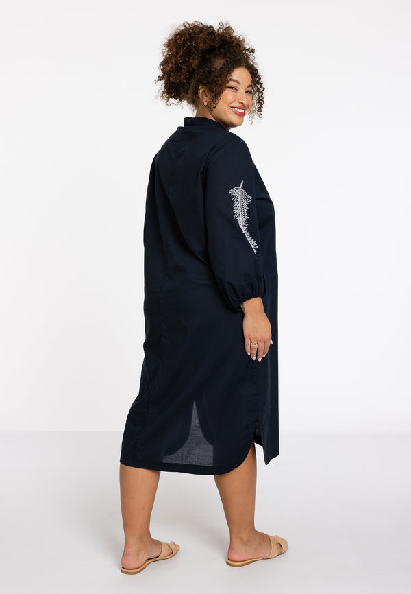 Yoek Geborduurde Blouse-jurk SOFT COTTON - Blauw