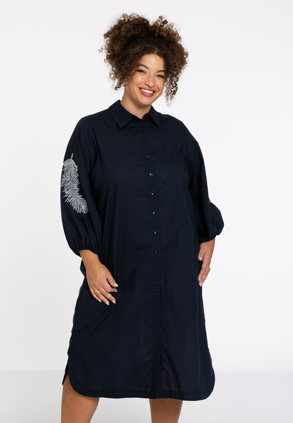 yoek Geborduurde blouse-jurk SOFT COTTON - Blauw