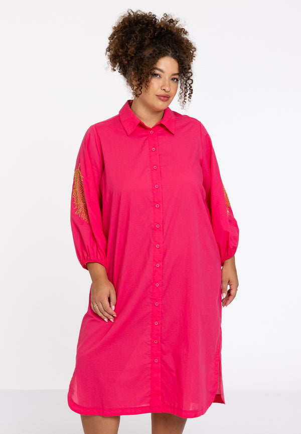 yoek Geborduurde blouse-jurk SOFT COTTON - Roze