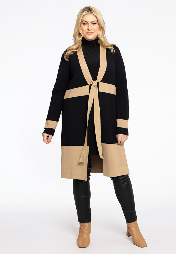 Yoek Gebreid Vest Met Knoop - Zwart