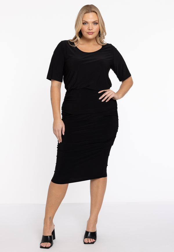 Yoek Geplooide Rok DOLCE - Zwart