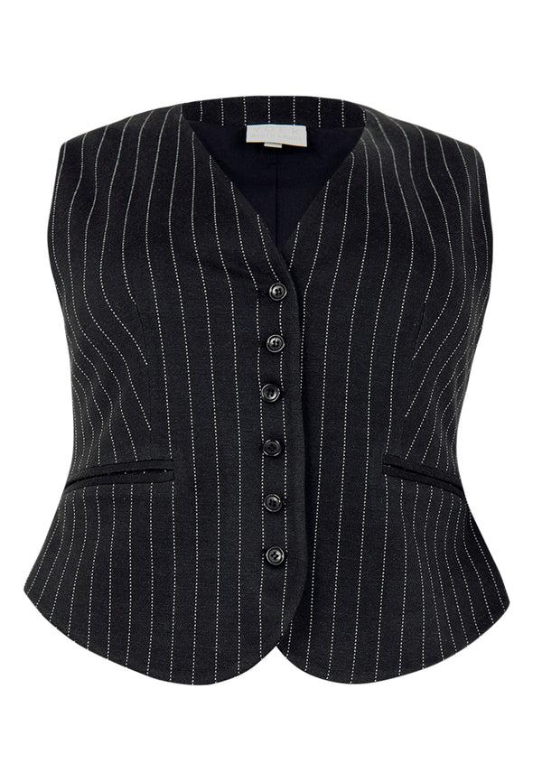 Yoek Gilet PINSTRIPE - Zwart