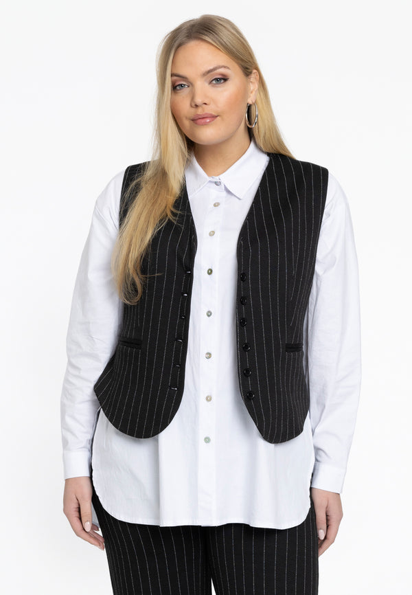 yoek Gilet PINSTRIPE - Zwart