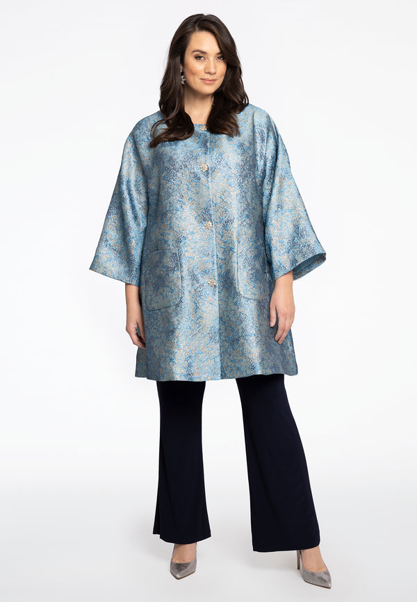 Yoek Jacket Brocade - Blauw