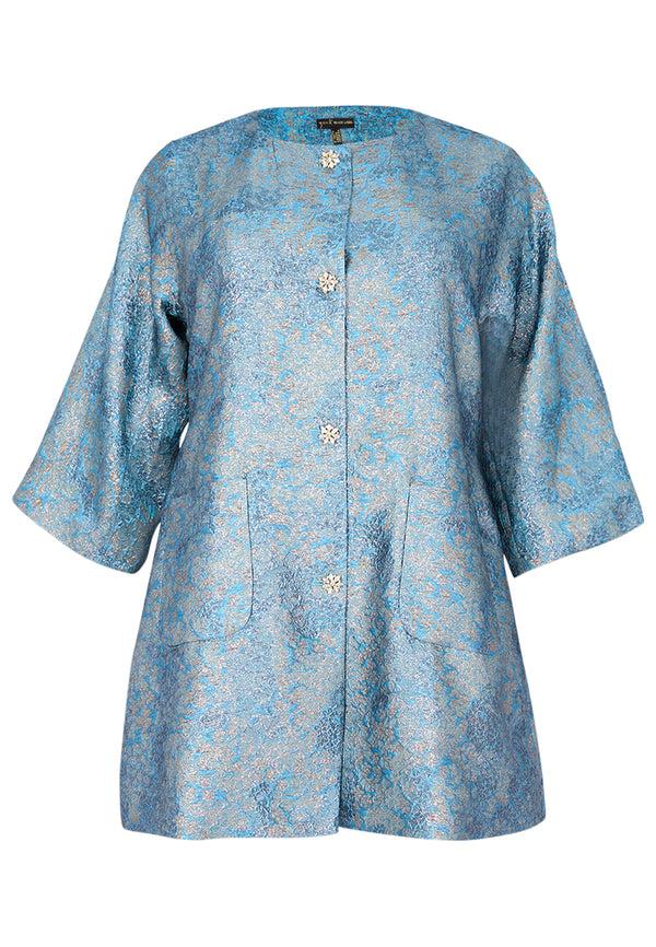 Yoek Jacket Brocade - Blauw